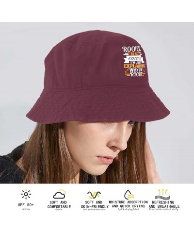 I'm Not Arguing I'm Just Explaining Why I'm Right Bucket Hat Bucket Hats Packable Women Hat Fishing Accessories for Deep Rose...