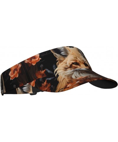 Fox and Flowers Printed Sun Hat Fashionable Versatile Hollow Top Design Uv Protection Men and Women Universal Black $13.98 Su...