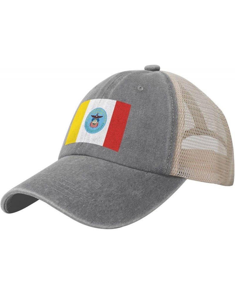 Columbus City Flags Baseball Cap Women Men Mesh Back Hats Vintage Cowboy Hat Dad Caps Gray $10.17 Cowboy Hats