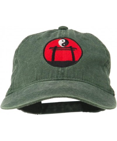 Yin and Yang Logo Embroidered Pigment Dyed Cap Dk Green $17.13 Baseball Caps