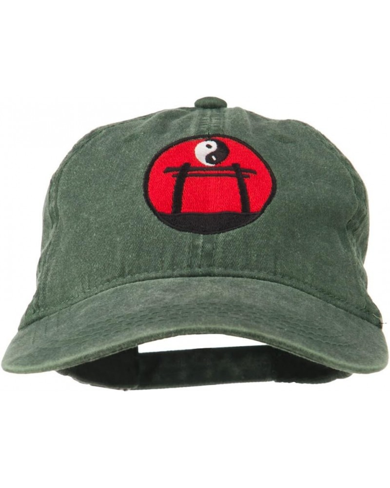 Yin and Yang Logo Embroidered Pigment Dyed Cap Dk Green $17.13 Baseball Caps