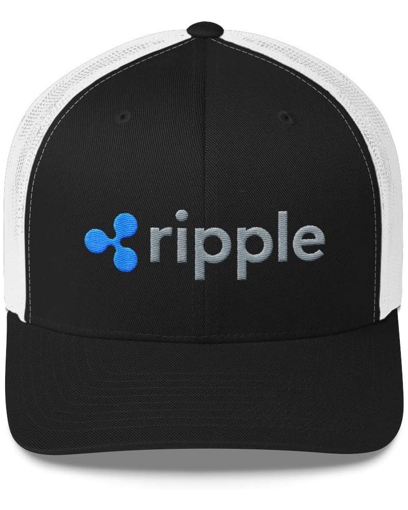 Ripple Logo Snapback Hat, Cryptocurrency Merch Trucker Cap, Crypto Currency Trader Gift Black/ White $20.94 Baseball Caps