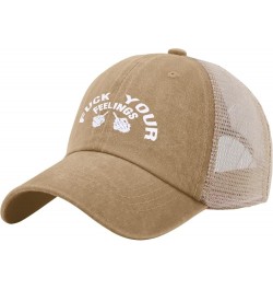 Fuck Your Feelings Hat for Men Baseball Cap Vintage Washed Running Hats Breathable Pigment Khaki02 $9.07 Baseball Caps