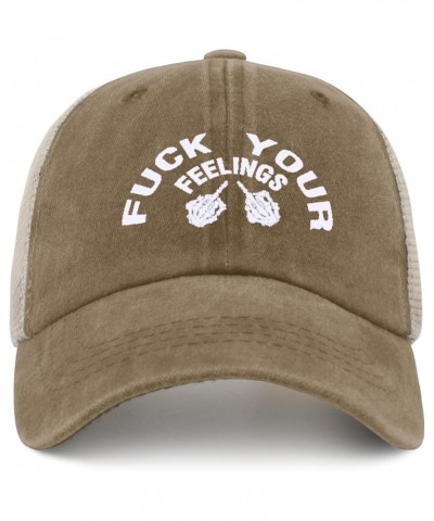 Fuck Your Feelings Hat for Men Baseball Cap Vintage Washed Running Hats Breathable Pigment Khaki02 $9.07 Baseball Caps