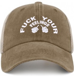 Fuck Your Feelings Hat for Men Baseball Cap Vintage Washed Running Hats Breathable Pigment Khaki02 $9.07 Baseball Caps