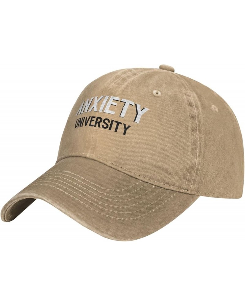 Men and Women Baseball Hats Adjustable Anxiety University Washed Denim Vintage Dad Hat Natural $9.54 Baseball Caps