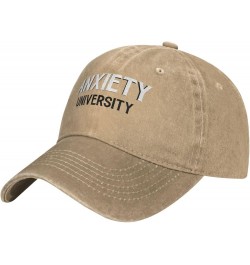 Men and Women Baseball Hats Adjustable Anxiety University Washed Denim Vintage Dad Hat Natural $9.54 Baseball Caps