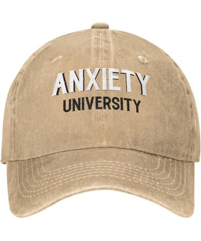 Men and Women Baseball Hats Adjustable Anxiety University Washed Denim Vintage Dad Hat Natural $9.54 Baseball Caps