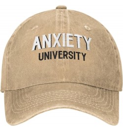 Men and Women Baseball Hats Adjustable Anxiety University Washed Denim Vintage Dad Hat Natural $9.54 Baseball Caps