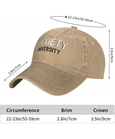 Men and Women Baseball Hats Adjustable Anxiety University Washed Denim Vintage Dad Hat Natural $9.54 Baseball Caps