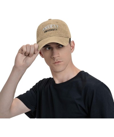 Men and Women Baseball Hats Adjustable Anxiety University Washed Denim Vintage Dad Hat Natural $9.54 Baseball Caps