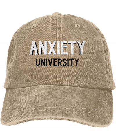 Men and Women Baseball Hats Adjustable Anxiety University Washed Denim Vintage Dad Hat Natural $9.54 Baseball Caps