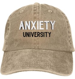 Men and Women Baseball Hats Adjustable Anxiety University Washed Denim Vintage Dad Hat Natural $9.54 Baseball Caps