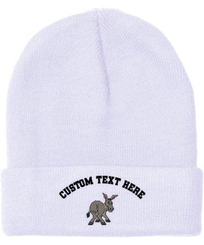 Beanies for Men Funny Donkey Embroidery Winter Hats for Women Acrylic Skull Cap 1 Size White Personalized Text Here $15.02 Sk...