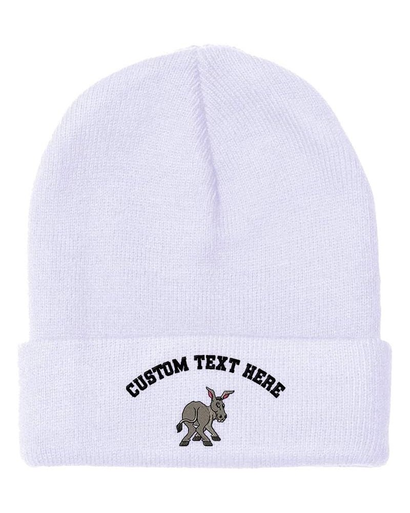 Beanies for Men Funny Donkey Embroidery Winter Hats for Women Acrylic Skull Cap 1 Size White Personalized Text Here $15.02 Sk...