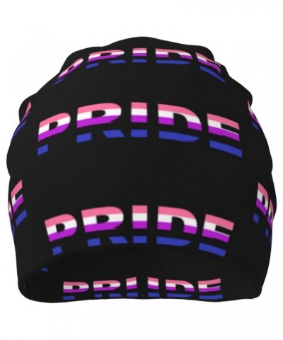 Genderfluid Pride Flag LGBTQ Beanie Skull Cap Warm Knit Slouchy Hat for Women Men Black $11.84 Skullies & Beanies