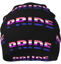 Genderfluid Pride Flag LGBTQ Beanie Skull Cap Warm Knit Slouchy Hat for Women Men Black $11.84 Skullies & Beanies