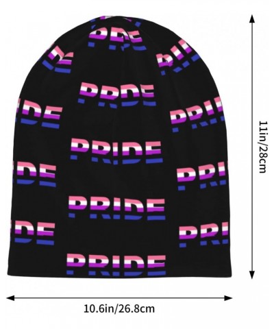 Genderfluid Pride Flag LGBTQ Beanie Skull Cap Warm Knit Slouchy Hat for Women Men Black $11.84 Skullies & Beanies