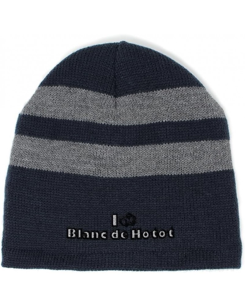 Custom Striped Beanie for Men & Women I Rabbit Blanc De Hotot Acrylic Fleece Skull Cap Hats 1 Size Navy Design Only $15.65 Sk...