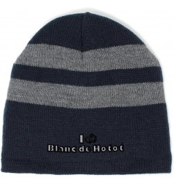 Custom Striped Beanie for Men & Women I Rabbit Blanc De Hotot Acrylic Fleece Skull Cap Hats 1 Size Navy Design Only $15.65 Sk...