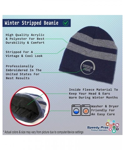 Custom Striped Beanie for Men & Women I Rabbit Blanc De Hotot Acrylic Fleece Skull Cap Hats 1 Size Navy Design Only $15.65 Sk...