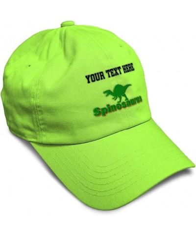 Custom Soft Baseball Cap Spinosaurus Dinosaurs Jurassic Twill Cotton Prehistoric Dad Hat for Men & Women Lime Personalized Te...