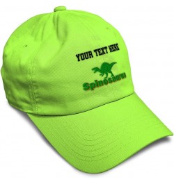 Custom Soft Baseball Cap Spinosaurus Dinosaurs Jurassic Twill Cotton Prehistoric Dad Hat for Men & Women Lime Personalized Te...