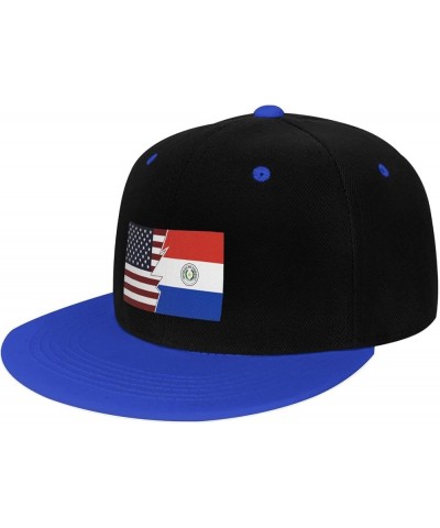 Torn Style American and Paraguay Flags Snapback Hat for Men Women Baseball Cap Trucker Flat Bill Hats Dad Caps Blue $12.36 Ba...