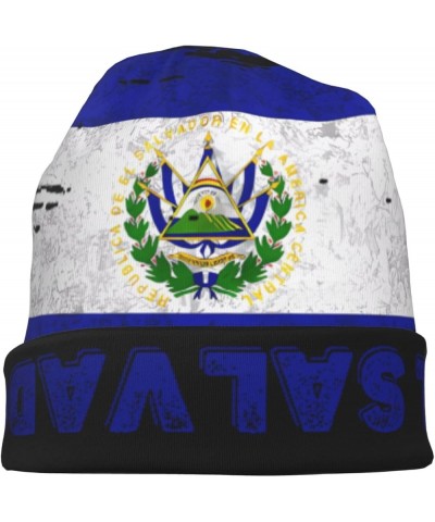 Skull El Flag Adult Men's Knit Hat, Winter Hats Warm Soft Skull Beanie Cap for Outdoor El Salvador Flag $10.44 Skullies & Bea...