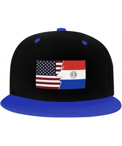 Torn Style American and Paraguay Flags Snapback Hat for Men Women Baseball Cap Trucker Flat Bill Hats Dad Caps Blue $12.36 Ba...