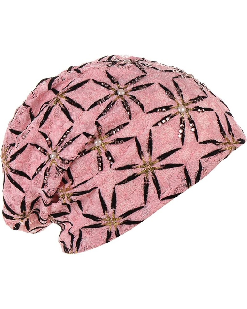 Womens Fashion Cap Pearl Pullover Cap Comfortable Multi Color Pile Cap Men Caps and Hats Pink $6.77 Sun Hats