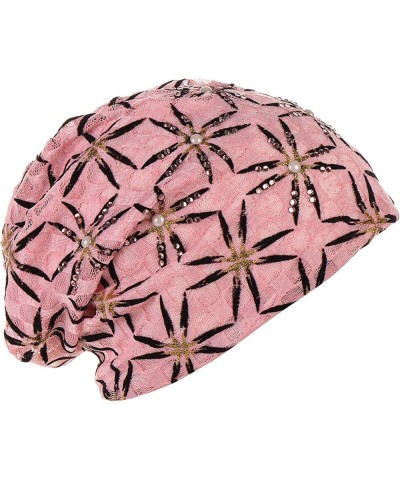 Womens Fashion Cap Pearl Pullover Cap Comfortable Multi Color Pile Cap Men Caps and Hats Pink $6.77 Sun Hats