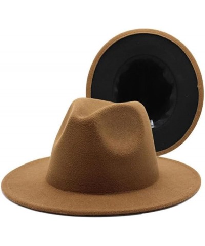 Fedora Hat Women's Patch Men's Panama Fedora Party Wedding Jazz Hat Khaki and Black $18.69 Fedoras