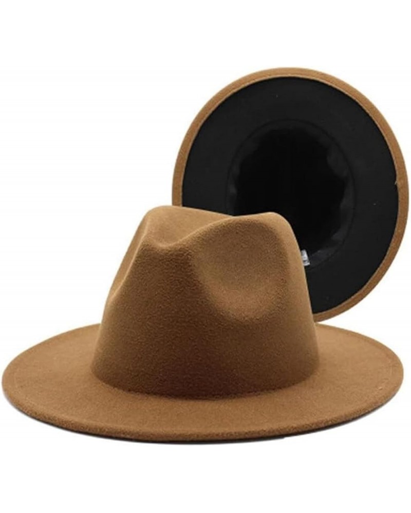 Fedora Hat Women's Patch Men's Panama Fedora Party Wedding Jazz Hat Khaki and Black $18.69 Fedoras