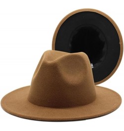 Fedora Hat Women's Patch Men's Panama Fedora Party Wedding Jazz Hat Khaki and Black $18.69 Fedoras