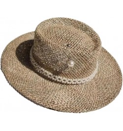 Outdoor Hand-Woven Paper Straw Hat French Elegant Flat Edge Concave and Convex Top Summer Sun Hat Beach Hat 16 $19.59 Sun Hats