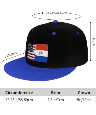 Torn Style American and Paraguay Flags Snapback Hat for Men Women Baseball Cap Trucker Flat Bill Hats Dad Caps Blue $12.36 Ba...