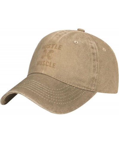 Hustle for That Muscle Dad Hat Vintage Baseball Cap for Men Women Hats Gifts Trucker Caps Natural $12.74 Baseball Caps