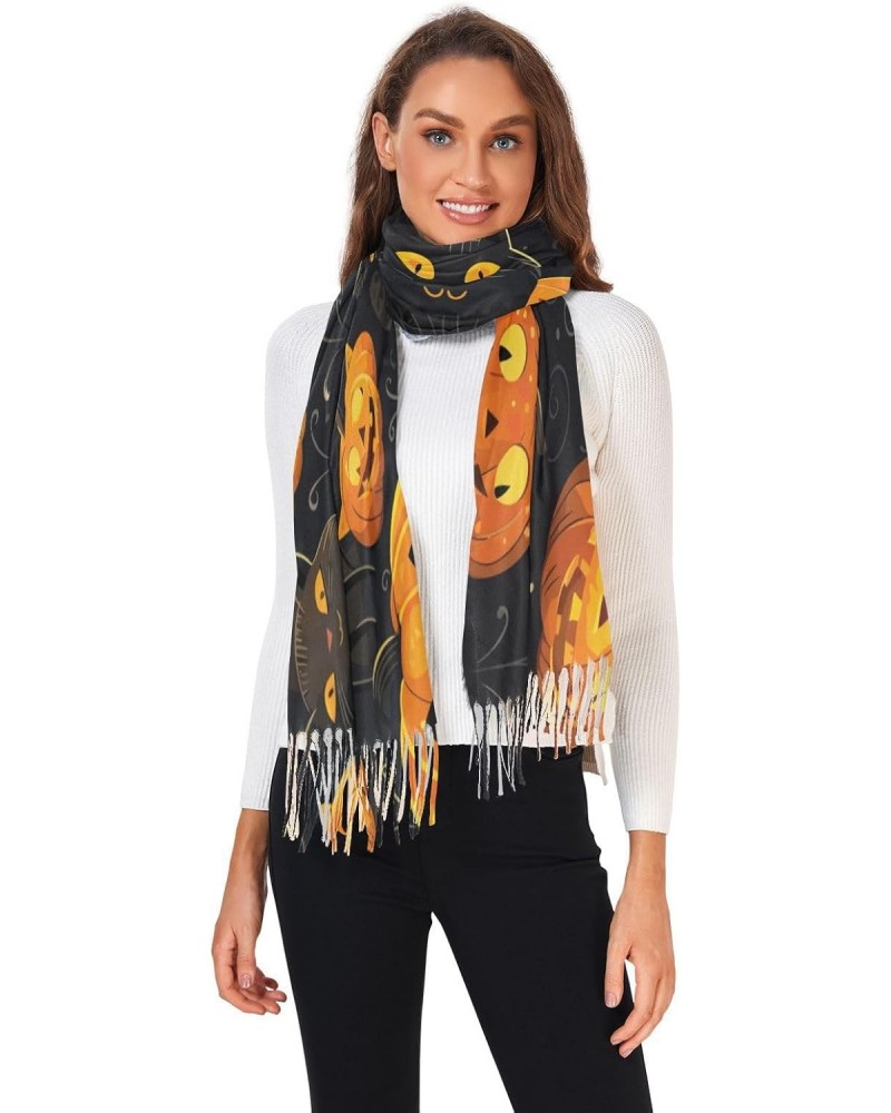 Pumpkin and Cute Cat Women's Wraps and Pashminas Large Soft Scarves for Evening Dress Wedding Winter Warm $15.36 Scarves