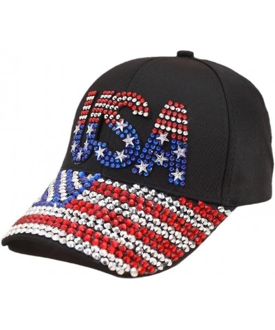 New American Baseball Hat with Five Point Star Diamond USA Independence Day Duck Tongue Hat Sun Protection Hat $11.90 Sun Hats