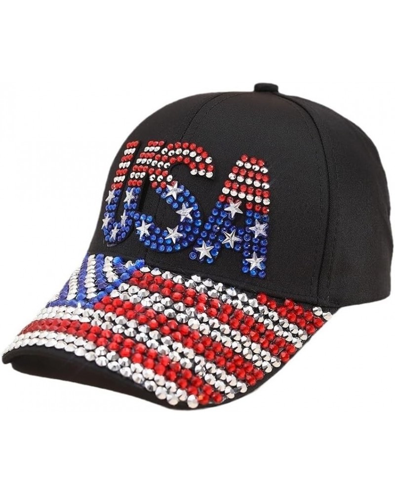 New American Baseball Hat with Five Point Star Diamond USA Independence Day Duck Tongue Hat Sun Protection Hat $11.90 Sun Hats