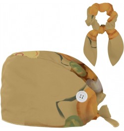 Pumpkin Pattern Bouffant Caps Ponytail Scrub Cap Gourd Shaped Working Hat Bunny Ear Bow Hair Ties $7.79 Skullies & Beanies