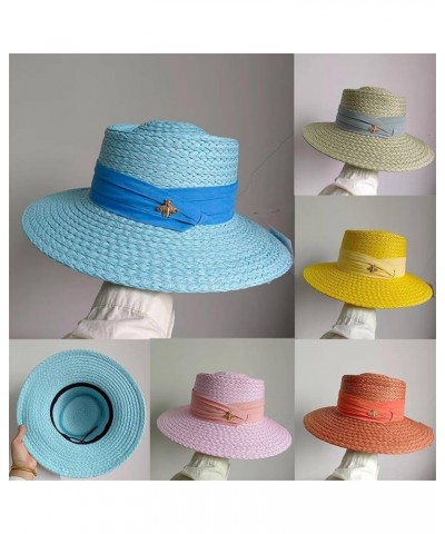 Outdoor Hand-Woven Paper Straw Hat French Elegant Flat Edge Concave and Convex Top Summer Sun Hat Beach Hat 16 $19.59 Sun Hats