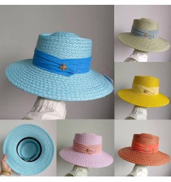 Outdoor Hand-Woven Paper Straw Hat French Elegant Flat Edge Concave and Convex Top Summer Sun Hat Beach Hat 16 $19.59 Sun Hats