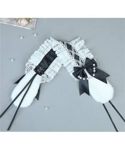 Women Mesh Multilayered Lace Headdress, Furry Rabbit Ears Clips Bowknot, Lace Headband Accessory (Color : Black) Black $13.38...