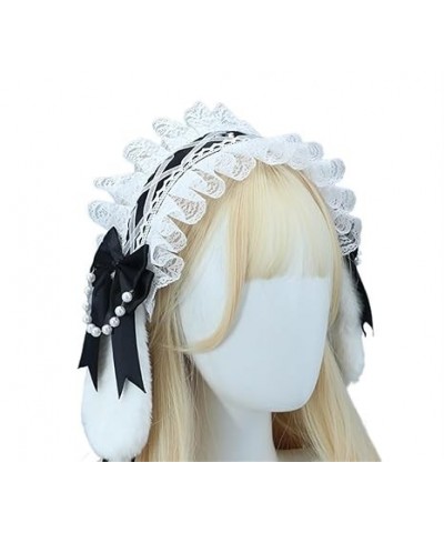 Women Mesh Multilayered Lace Headdress, Furry Rabbit Ears Clips Bowknot, Lace Headband Accessory (Color : Black) Black $13.38...