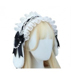 Women Mesh Multilayered Lace Headdress, Furry Rabbit Ears Clips Bowknot, Lace Headband Accessory (Color : Black) Black $13.38...