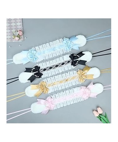 Women Mesh Multilayered Lace Headdress, Furry Rabbit Ears Clips Bowknot, Lace Headband Accessory (Color : Black) Black $13.38...