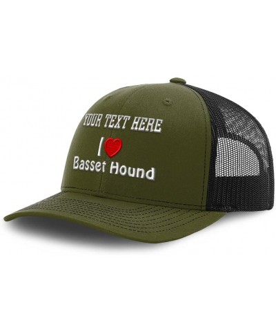 Custom Richardson Trucker Hat I (Love) Basset Hound Red Heart Pet Lovers Dogs Loden Black Personalized Text Here $19.23 Baseb...