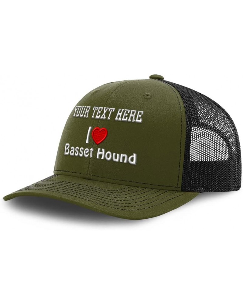 Custom Richardson Trucker Hat I (Love) Basset Hound Red Heart Pet Lovers Dogs Loden Black Personalized Text Here $19.23 Baseb...